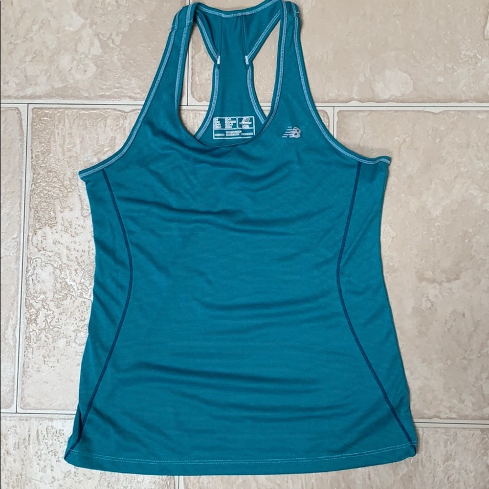 Teal striped New Balance workout tank - Picture 1 of 3